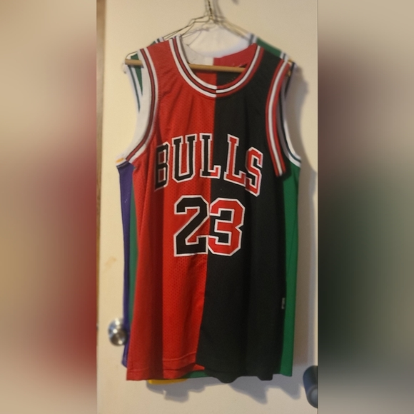 SOLD: Michael Jordan Jersey Split Color Hardwood Classics size Large - Picture 2 of 3